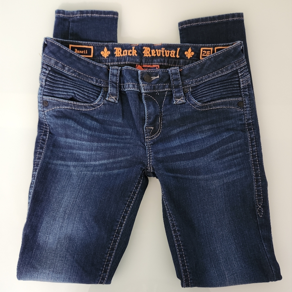 Rock Revival Women's Dark Blue Skinny Jeans GREAT CONDITIONS🥰😍